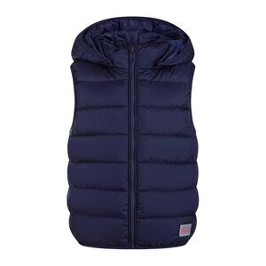Minoti Girls Quilted Detachable Hood Vest / Dark Blue